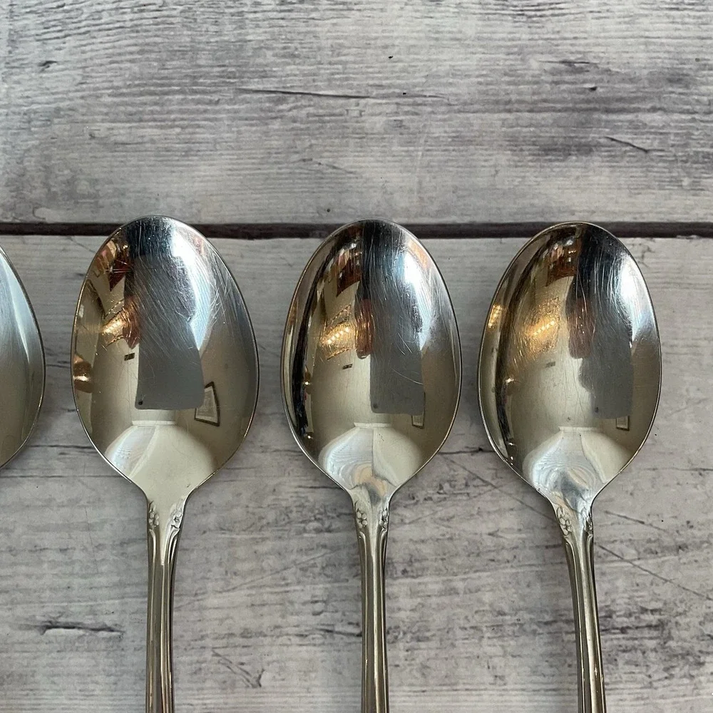 Oneidacraft Deluxe Stainless Flatware CHATEAU Oval Place Spoons Set Of 6